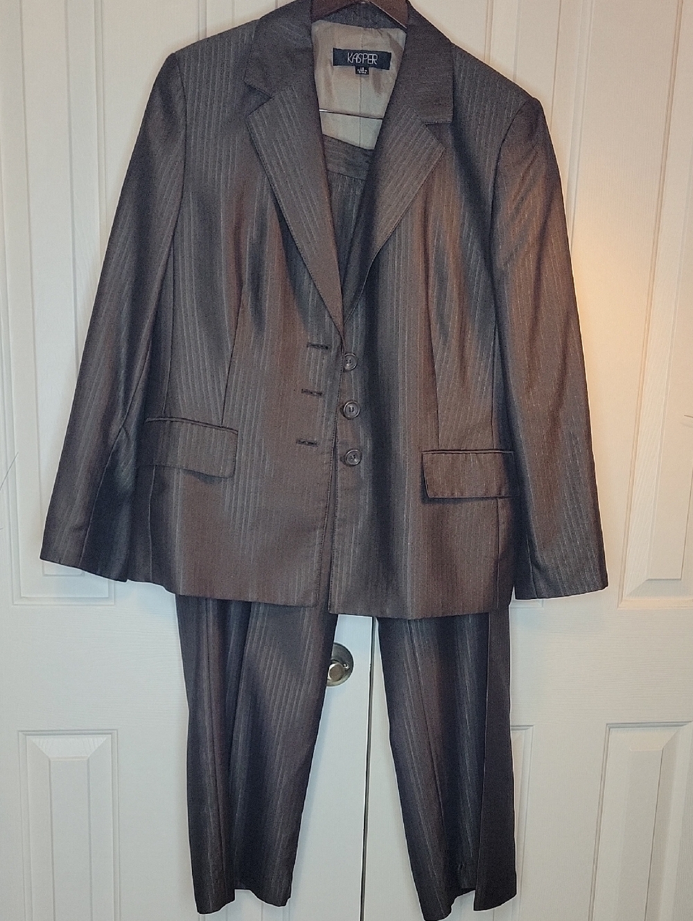 Kasper Brown Pinstripe Two-Piece Suit Jacket & Pants